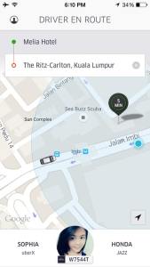 Uber ride to Ritz Carlton